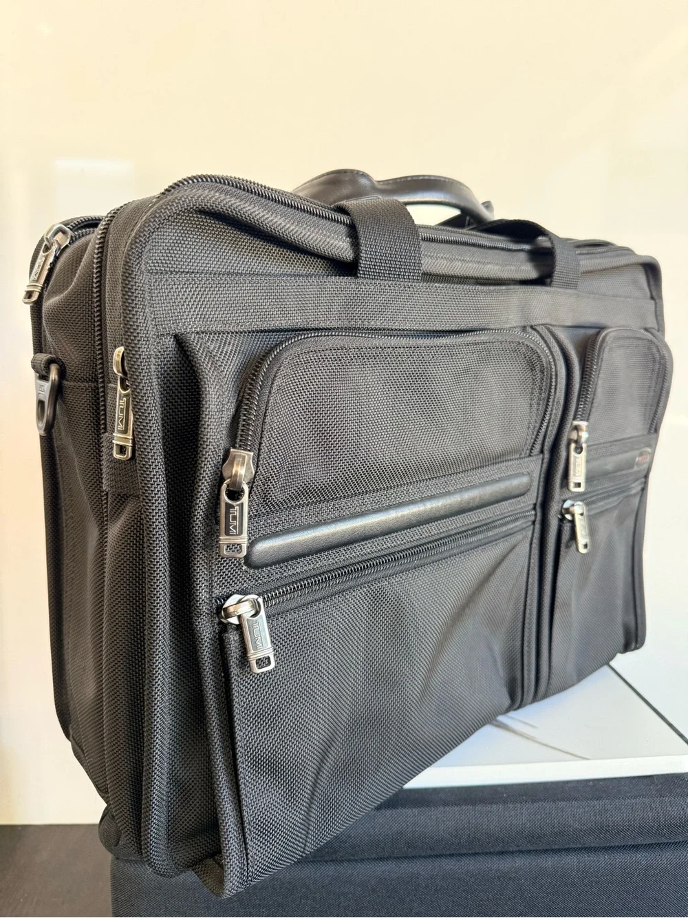 TUMI Alpha 26160D4 Black Ballistic Nylon Expandable Laptop Briefcase